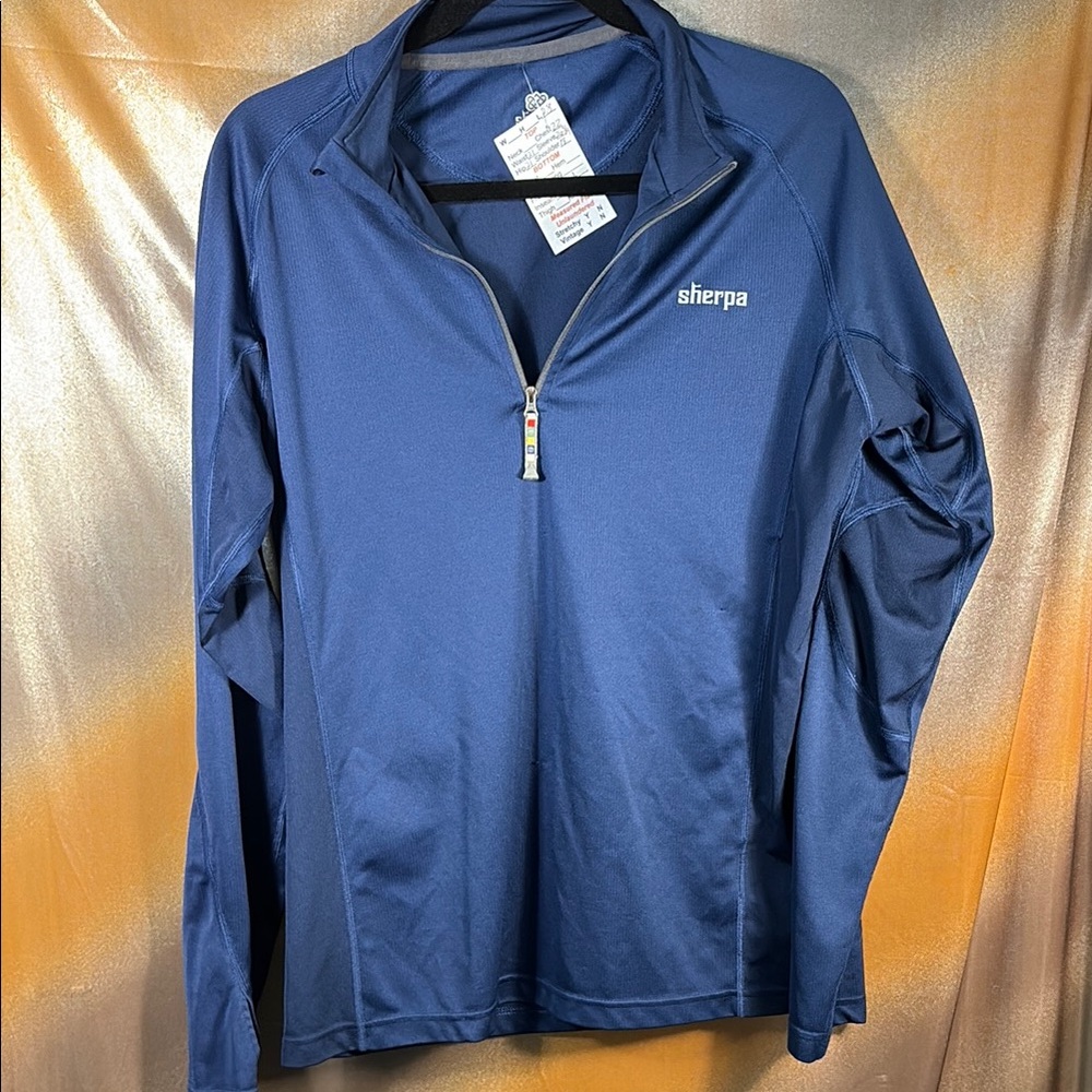 Sherpa navy Blue Quarter-Zip‎ Pullover XL finger holes. Box H1